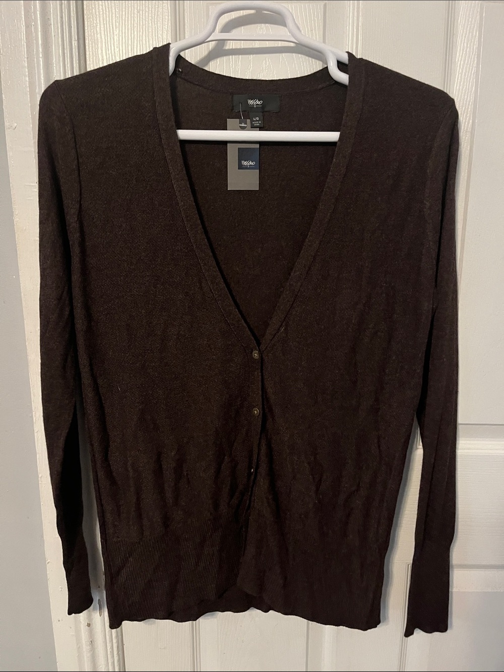 NWT Mossimo Dark Brown V-Neck Button Front Cardigan
